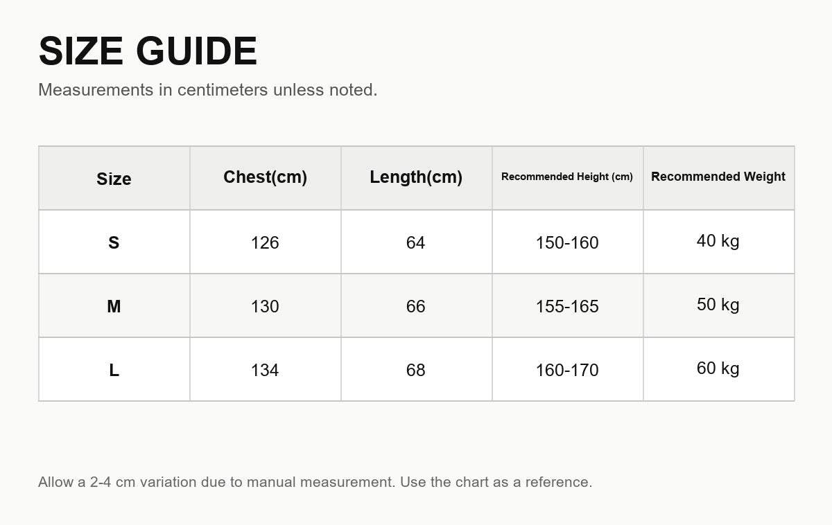 Moncler Down Jacket - English Size Guide