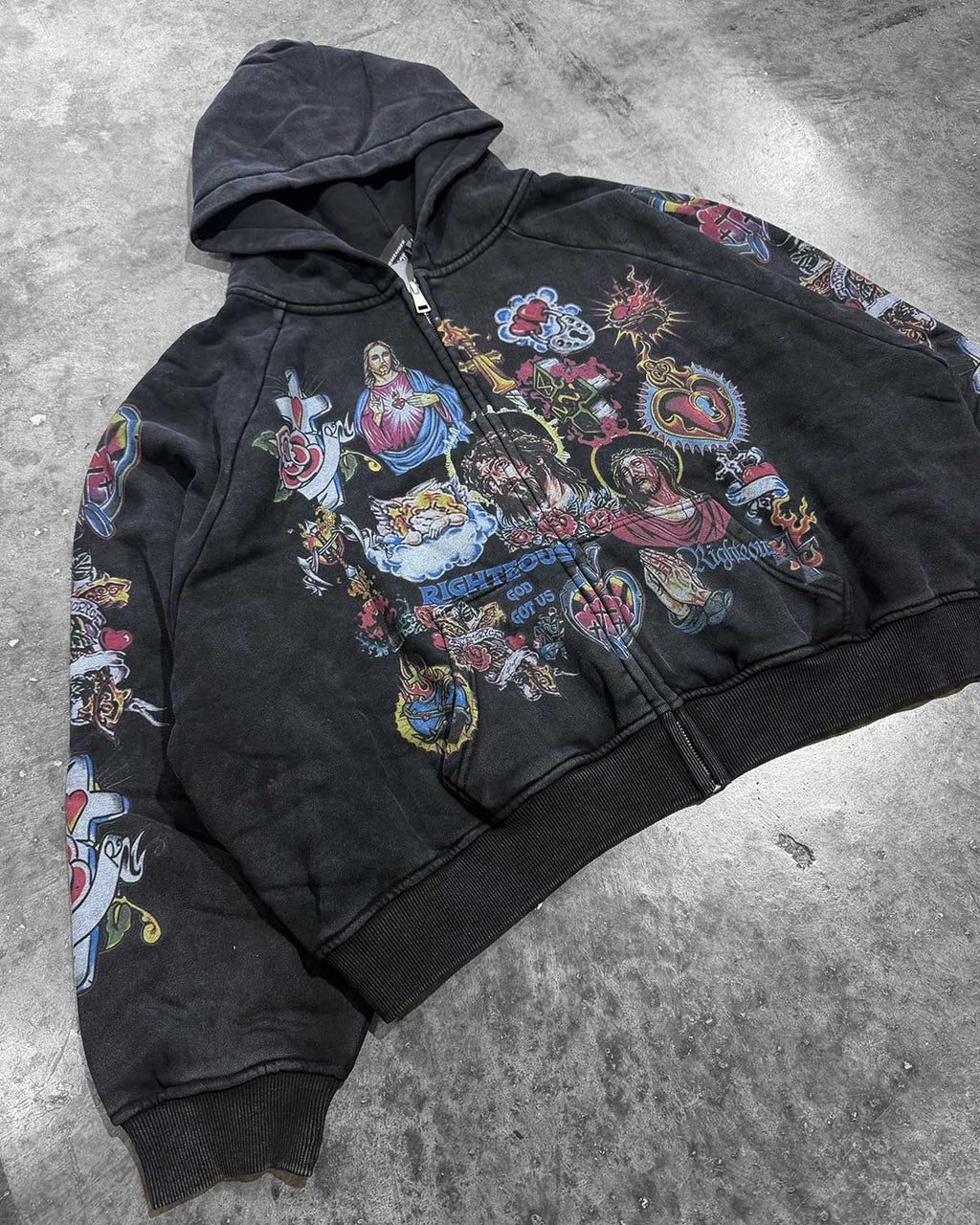 Righteous Risen King Graphic Zip-Up Hoodie - Black - view 2