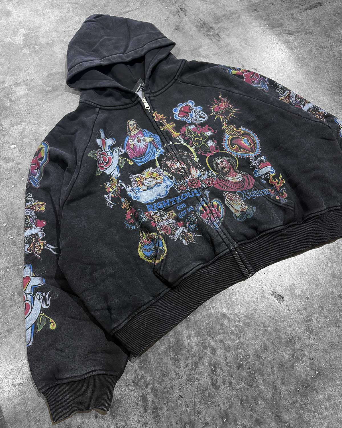 Righteous Risen King Graphic Zip-Up Hoodie - Black - view 2