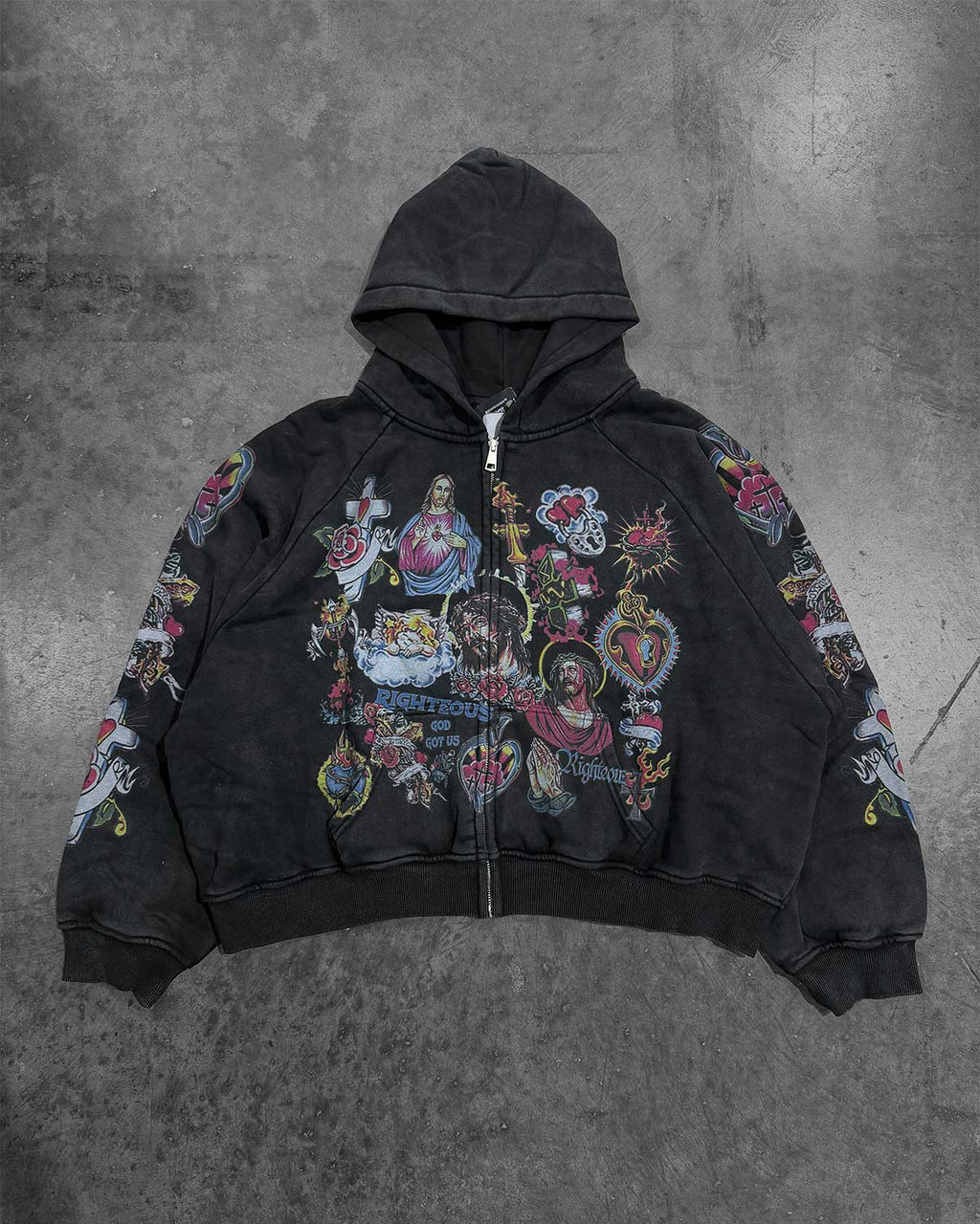 Righteous Risen King Graphic Zip-Up Hoodie - Black - view 3