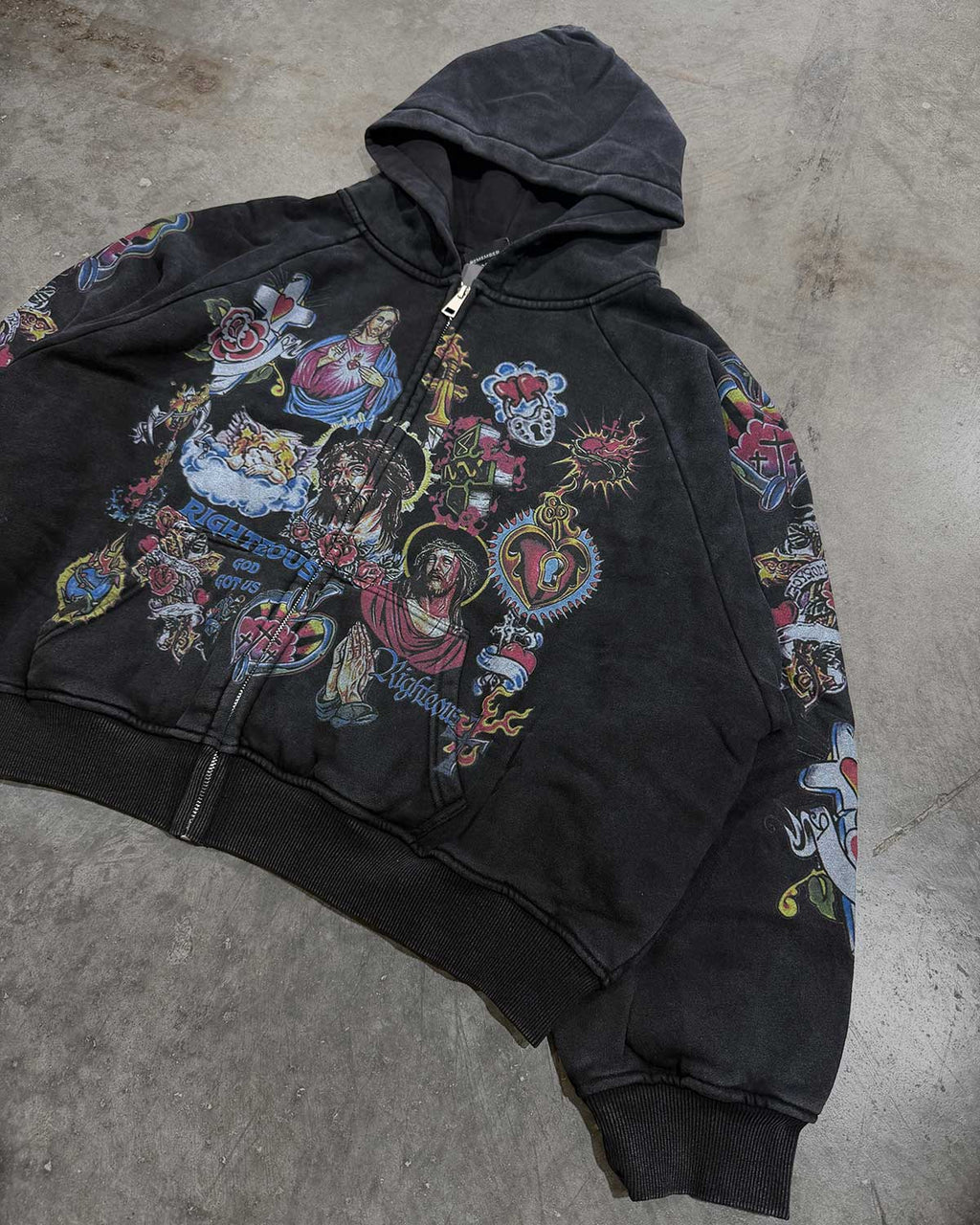 Righteous Risen King Graphic Zip-Up Hoodie - Black - view 4