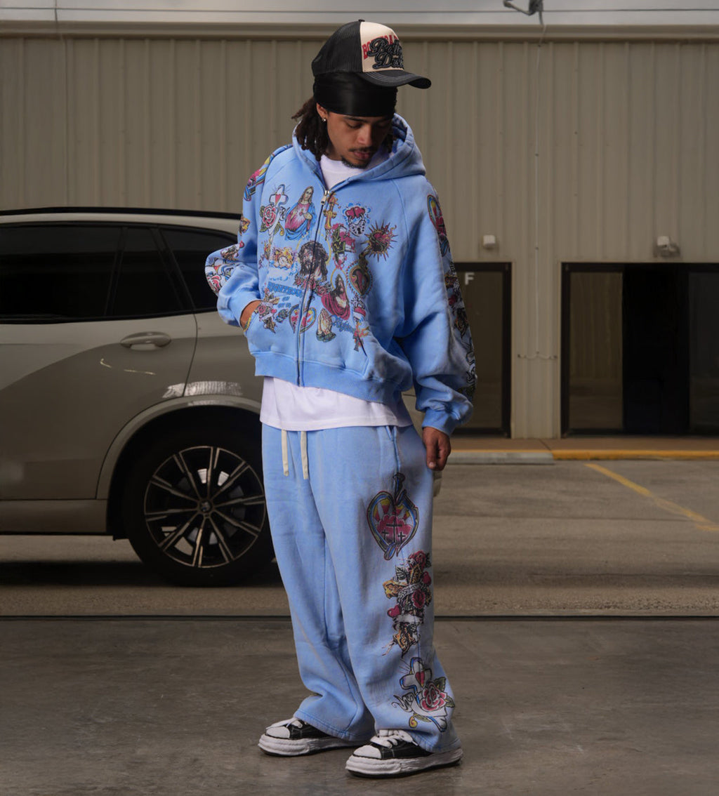 Righteous Risen King Graphic Zip-Up Hoodie - Blue - view 3