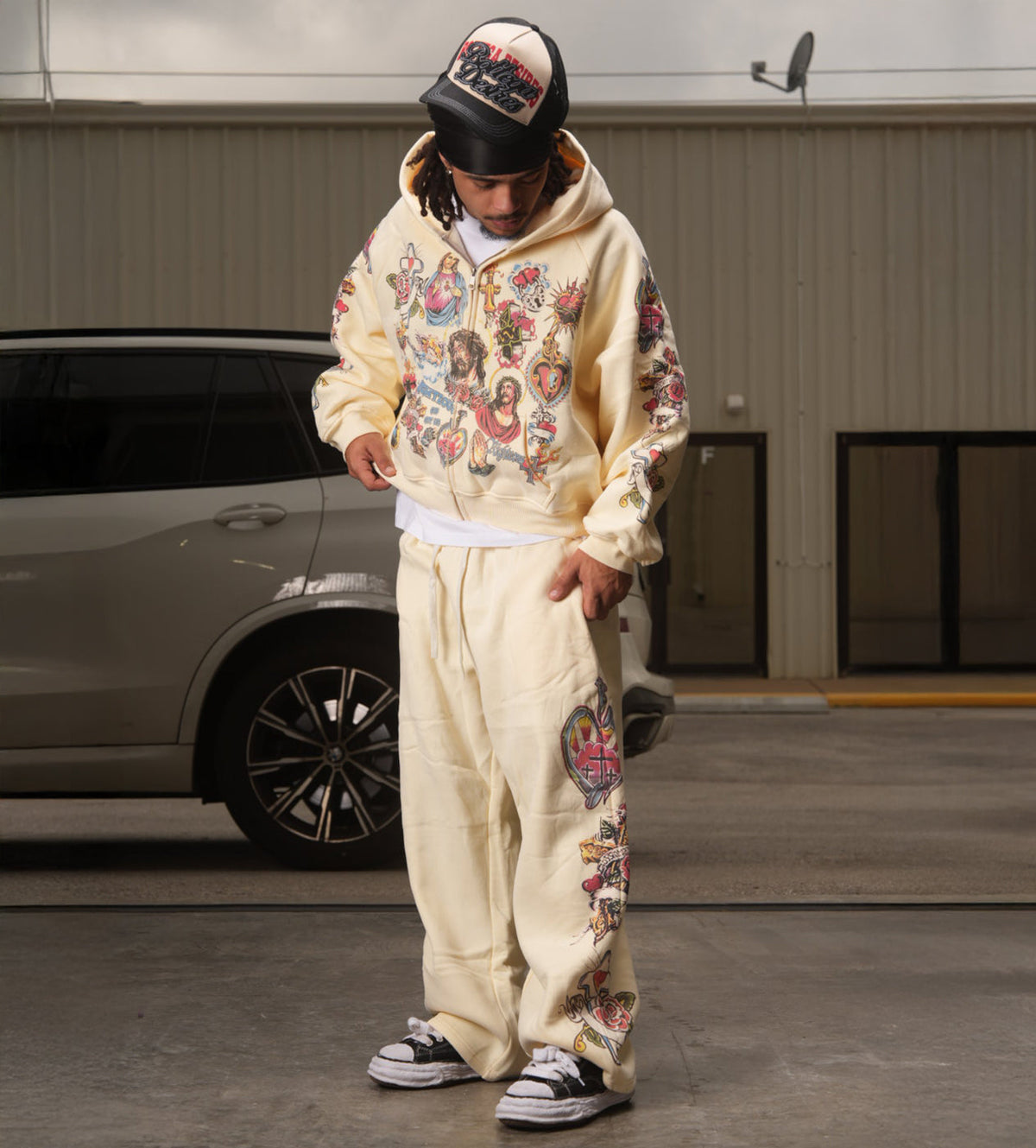 Righteous Risen King Graphic Zip-Up Hoodie - Cream - view 3