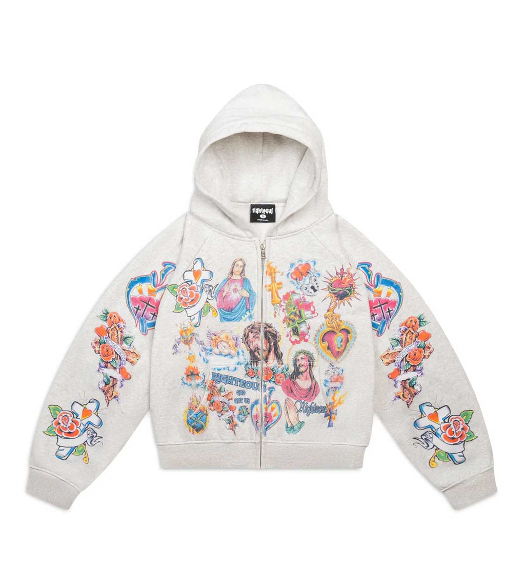 Righteous Risen King Graphic Zip-Up Hoodie - Grey - view 1