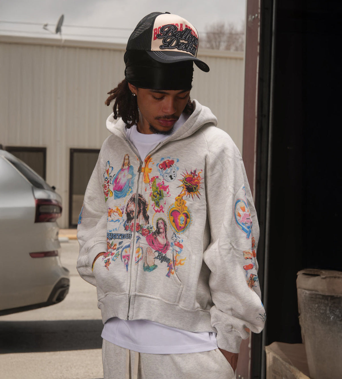Righteous Risen King Graphic Zip-Up Hoodie - Grey - view 4