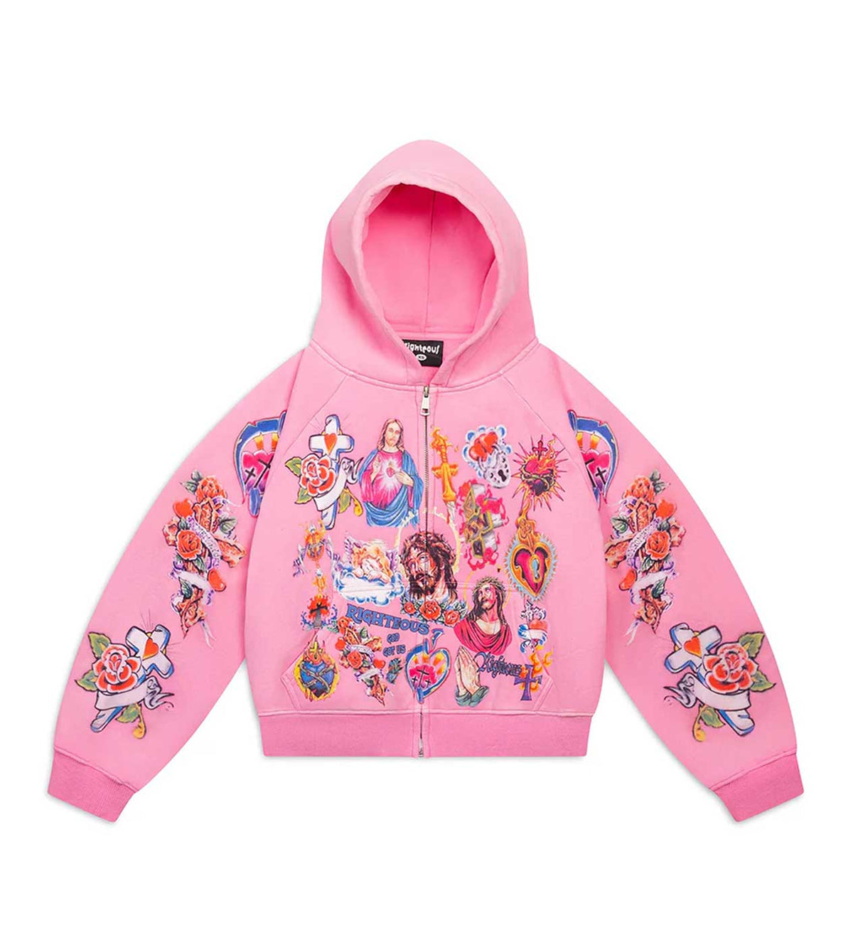 Righteous Risen King Graphic Zip-Up Hoodie - Pink - view 1